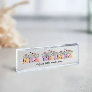 Personalized Pastel Kindergarten Teacher Desk Name Plate