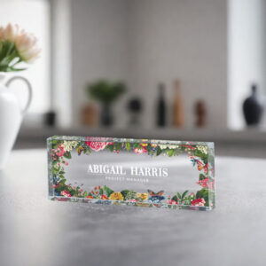 Personalized Vintage Floral Principal Desk Name Plate
