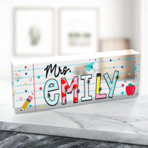 Personalized Graph Paper School Supplies Teacher Desk Name Plate