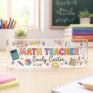 Personalized Math Teacher Classroom Desk Name Plate