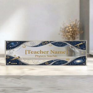 Personalized Celestial Space Physics Teacher Desk Name Plate