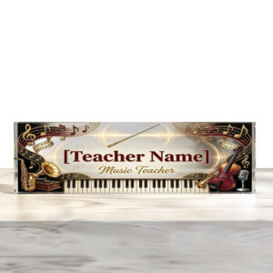 Personalized Vintage Piano Music Teacher Desk Name Plate
