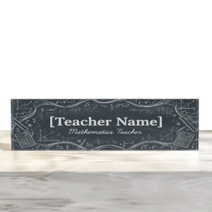 Personalized Chalkboard Math Formulas Teacher Desk Name Plate