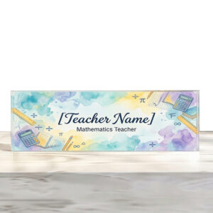 Personalized Pastel Math School Supplies Teacher Desk Name Plate