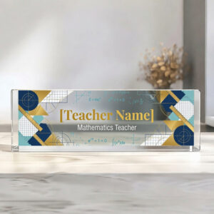 Personalized Geometric Mathematics Teacher Desk Name Plate
