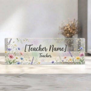 Personalized Wildflower Meadow Teacher Desk Name Plate