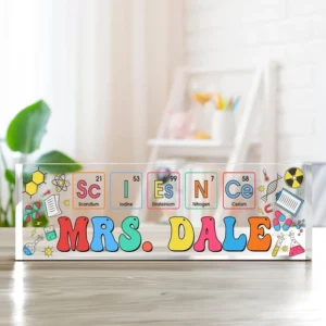 Personalized Colorful Periodic Table Science Teacher Desk Name Plate