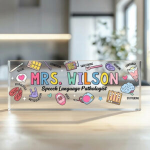Personalized Speech Therapy Doodles Speech Language Pathologist Desk Name Plate