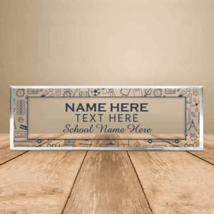 Personalized Vintage School Icons Teacher Desk Name Plate