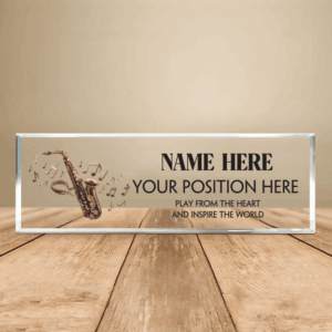 Personalized Saxophone Music Instructor Desk Name Plate