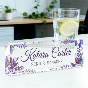 Personalized Purple Lavender Senior Manager Office Desk Name Plate