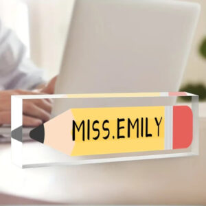 Personalized Red Pencil Teacher Desk Name Plate