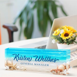 Personalized Beach Seashell General Manager Office Desk Name Plate