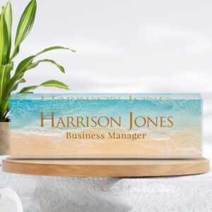 Personalized Tropical Beach Business Manager Office Desk Name Plate