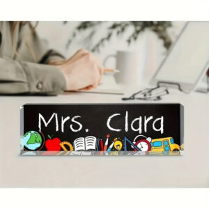 Personalized Chalkboard School Supplies Teacher Desk Name Plate