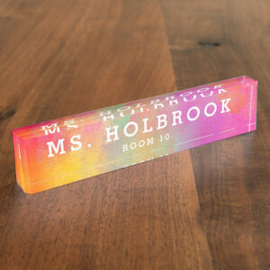 Personalized Watercolor Rainbow Teacher Desk Name Plate