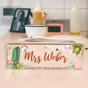 Personalized Marble Butterfly Office Desk Name Plate