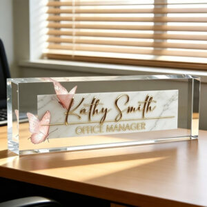 Personalized Aurora Mountain Office Desk Name Plate