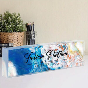 Personalized Purple Butterfly Office Desk Name Plate