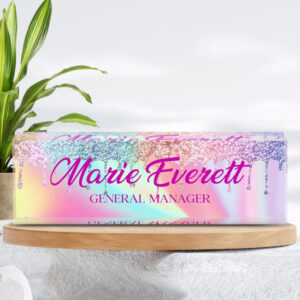Personalized Pastel Abstract Office Desk Name Plate