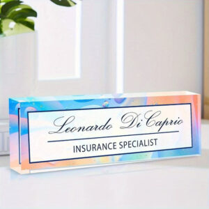Personalized Watercolor Rose Office Desk Name Plate