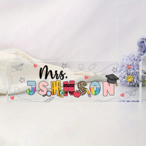 Personalized Floral School Supplies Teacher Desk Name Plate
