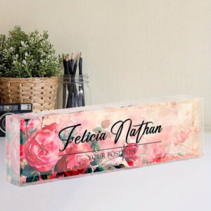Personalized Sage Green Marble Office Desk Name Plate