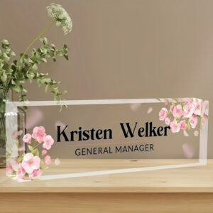 Personalized Pink Butterfly Nurse Desk Name Plate