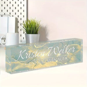 Personalized Forget Me Not Floral Office Desk Name Plate