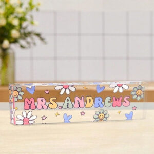 Personalized Blue Butterfly Acrylic Desk Name Plate