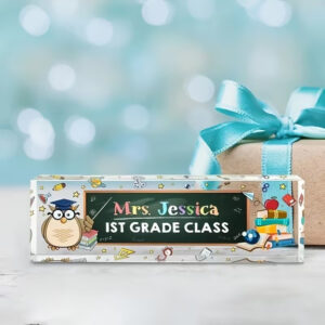 Custom Wise Owl &amp; Blackboard Teacher Desk Name Plate