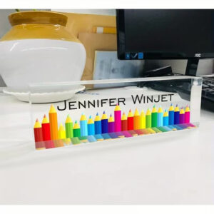 Personalized Colorful Rainbow Pencils Teacher Office Desk Name Plate