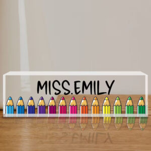 Custom Cartoon Colored Pencils Teacher Desk Name Plate