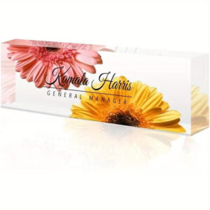Custom Vibrant Gerbera Daisy Floral Executive Office Desk Name Plate