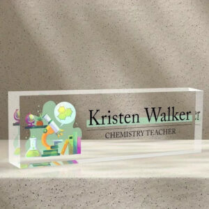 Personalized Science Chemistry Lab Equipment Acrylic Desk Name Plate