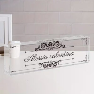 Custom Elegant Vintage Filigree Flourish Acrylic Desk Name Plate