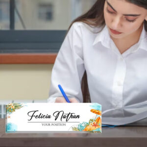Custom Tropical Beach And Ocean Waves Acrylic Desk Name Plate