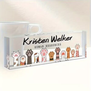 Personalized Cute Cartoon Cat Paws Acrylic Desk Name Plate