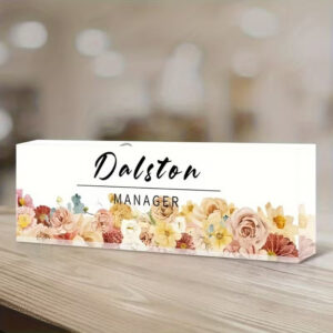 Custom Vintage Pastel Floral Garden Acrylic Desk Name Plate