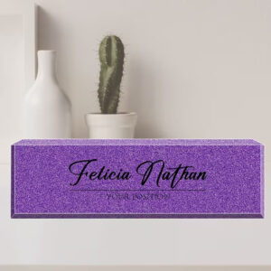 Custom Purple Glitter Sparkle Texture Acrylic Desk Name Plate