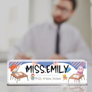 Custom Cute Cartoon Animals Classroom Acrylic Desk Name Plate