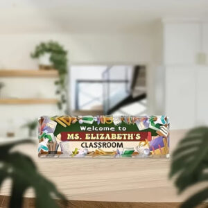 Custom Back To School Supplies Classroom Acrylic Desk Name Plate