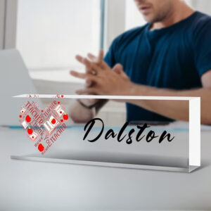 Personalized Red Apple And Book Teacher Heart Acrylic Desk Name Plate
