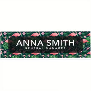 Personalized Pink Flamingo And Tropical Leaves Acrylic Desk Name Plate