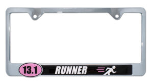 13.1 Half Marathon Runner Pink 2026 License Plate Frame