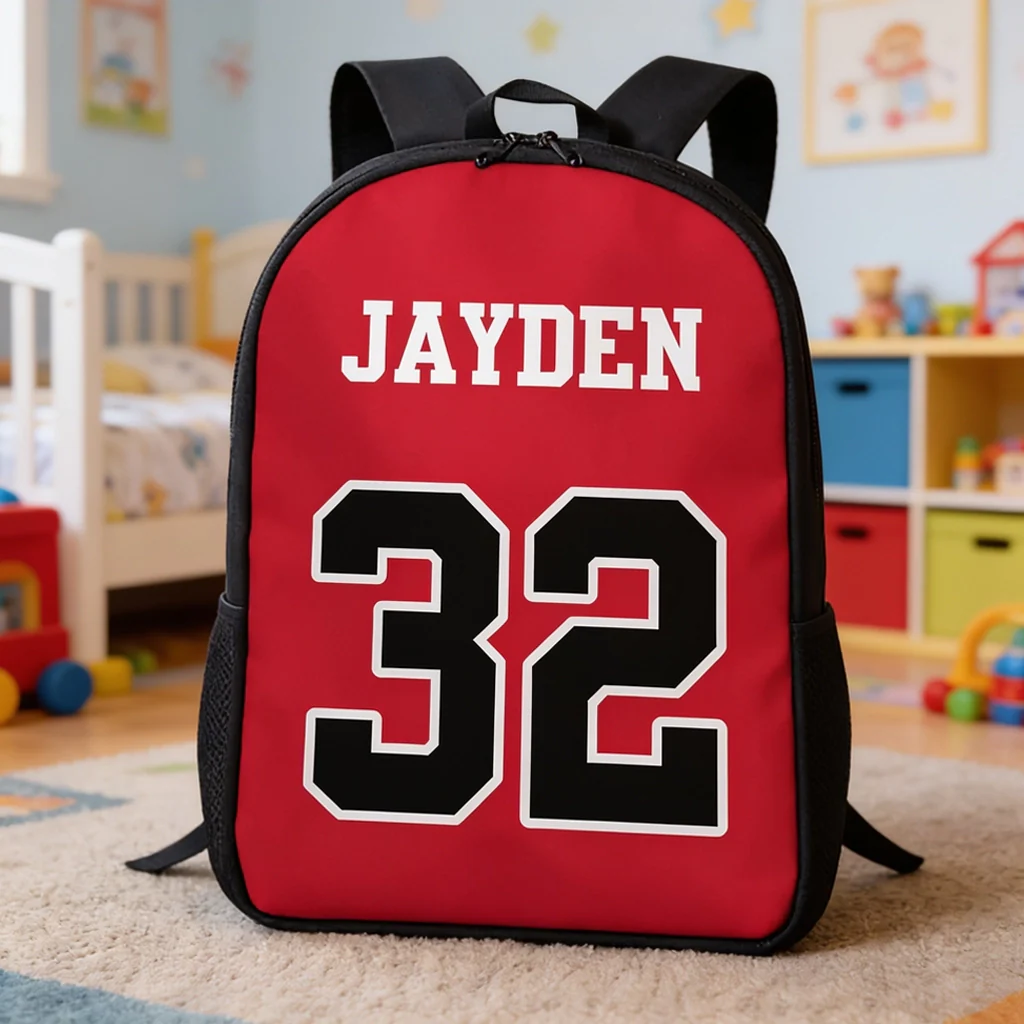 Unique Personalized Backpack Red Athletic Jersey Style for Students and Athletes with Custom Name and Number 4 Unique Personalized Backpack Red Athletic Jersey Style for Students and Athletes with Custom Name and Number