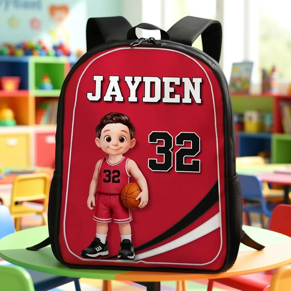 Unique Custom School Backpack Printed Basketball Player Design for Students and Athletes with Personalized Name and Number 4 Custom School Backpack Printed Basketball Player Design for Students and Athletes with Personalized Name and Number