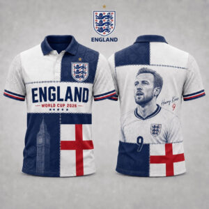 Unisex Harry Kane England Soccer Team Global Soccer Event 2026 Polo Shirt for Soccer Fans