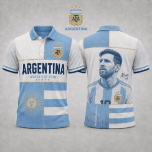 Unisex Lionel Messi Number 10 Argentina Global Soccer Event 2026 Polo Shirt for Soccer Fans