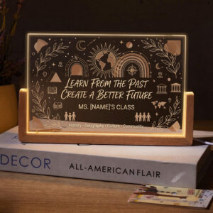 Personalized Ancient Civilizations History Teacher Desk Name Plate with LED Base